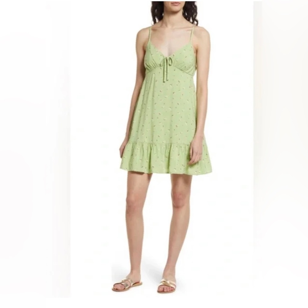 ABOUND Women’s Floral Babydoll Mini Green Dress. SKU 302